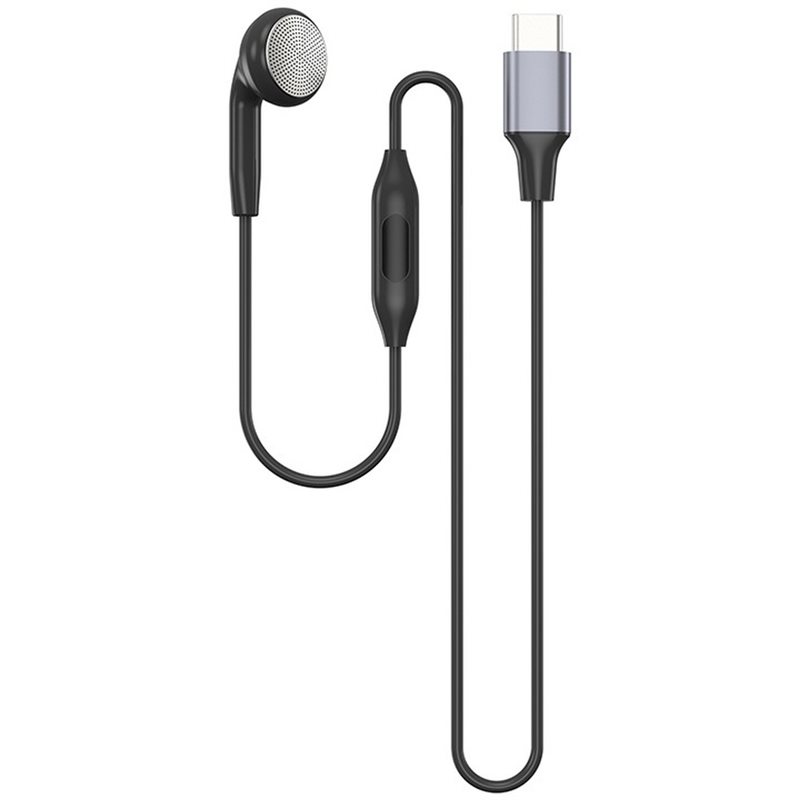 Type C Wired Earphones With Mic - Fone de Ouvido Mono com Fio