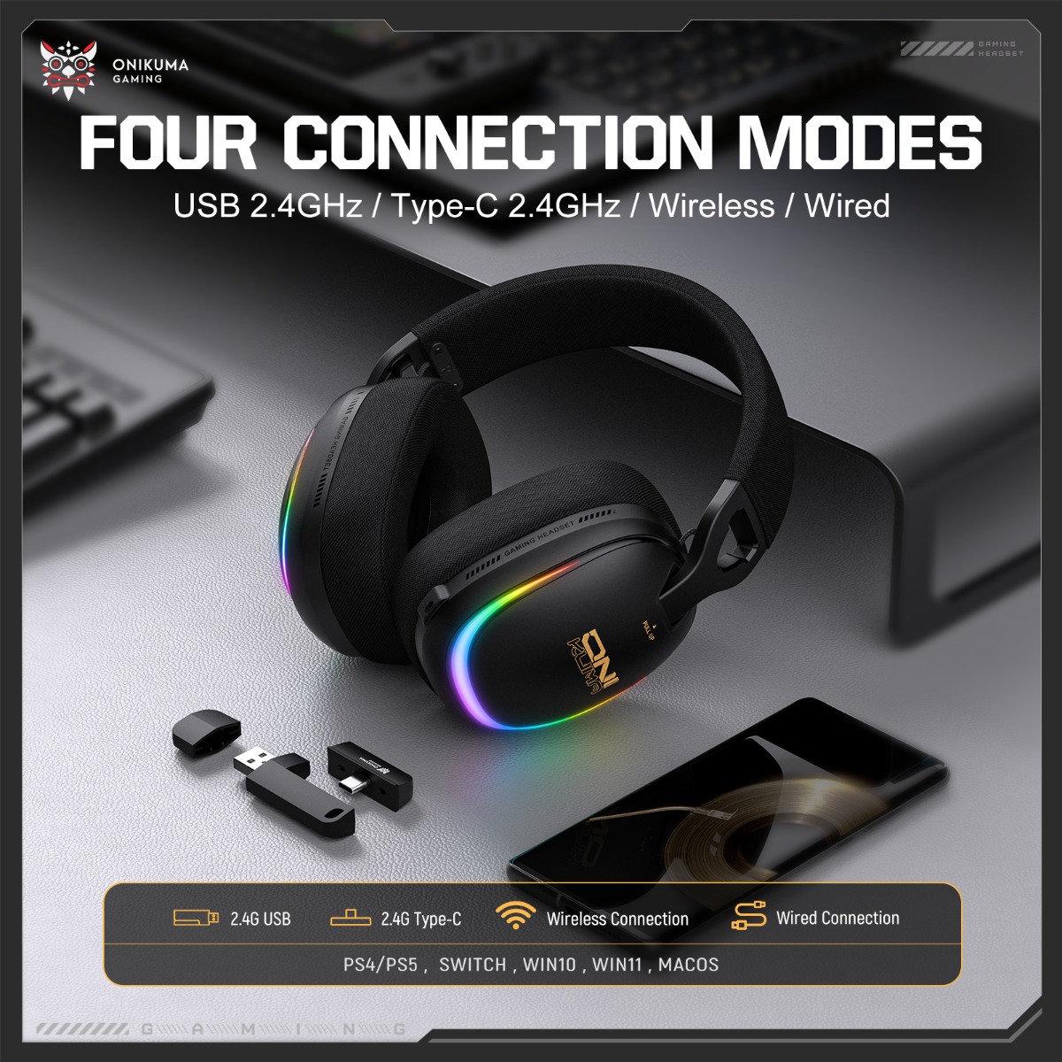 Fone de ouvido para jogos ONIK - Gaming Headset With Mic Rgb avaliação e preço