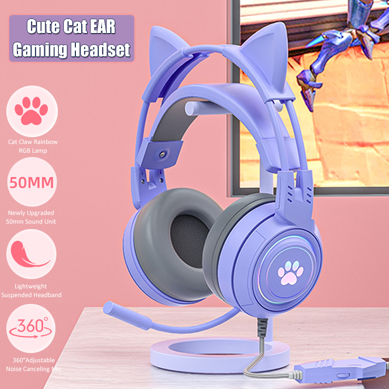 Cute Cat Ear Gaming Headphones - Gaming Headset With Mic Rgb avaliação e preço