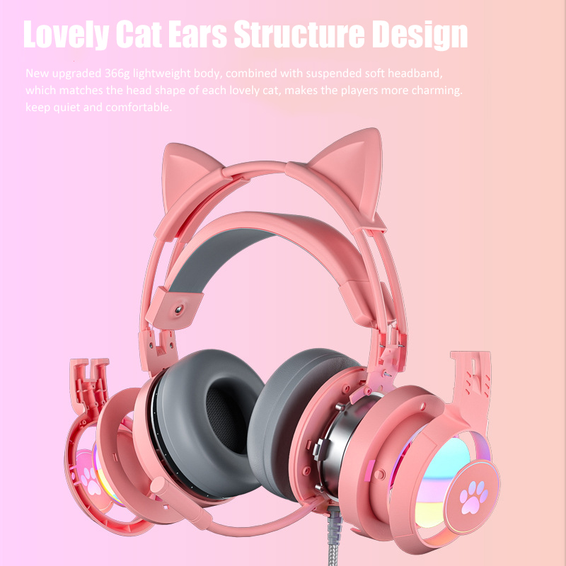 Cute Cat Ear Gaming Headphones - Gaming Headset With Mic Rgb avaliação e preço