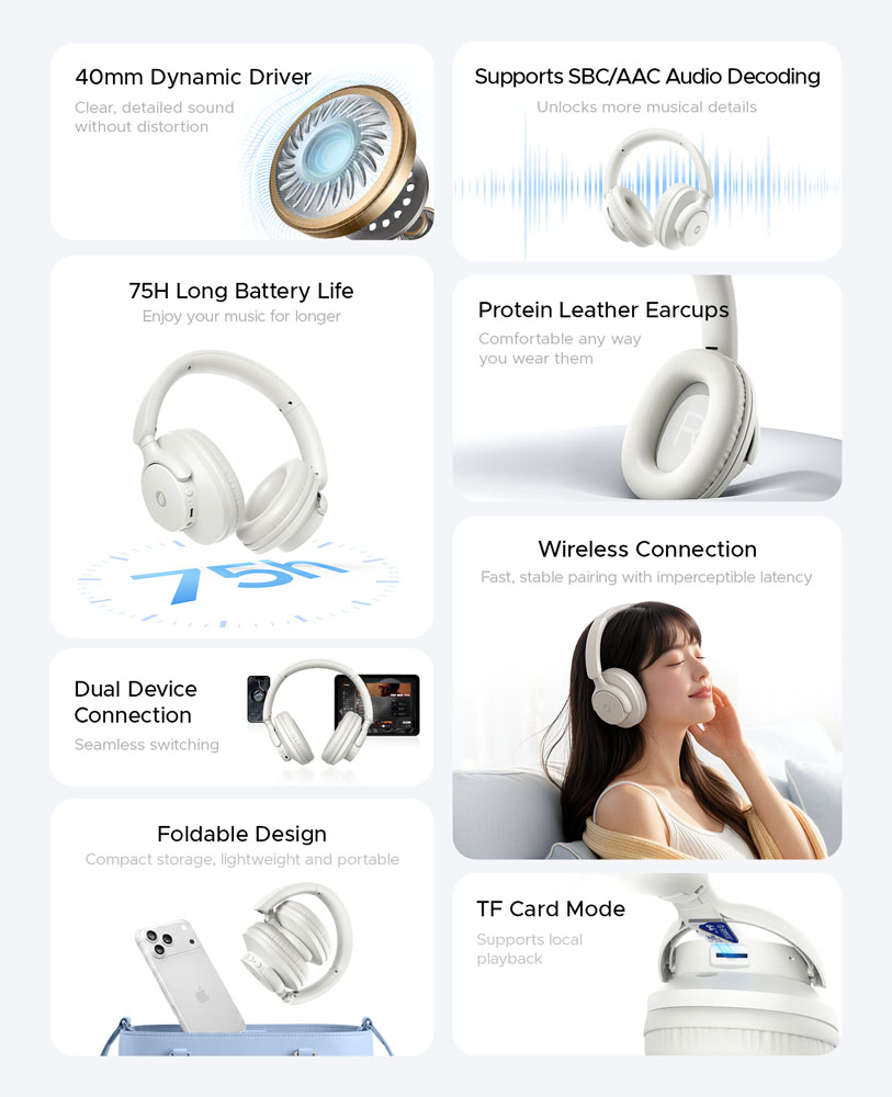 Fones de Ouvido Bluetooth ORIC - Anc Wireless Over Ear Headphones avaliação e preço
